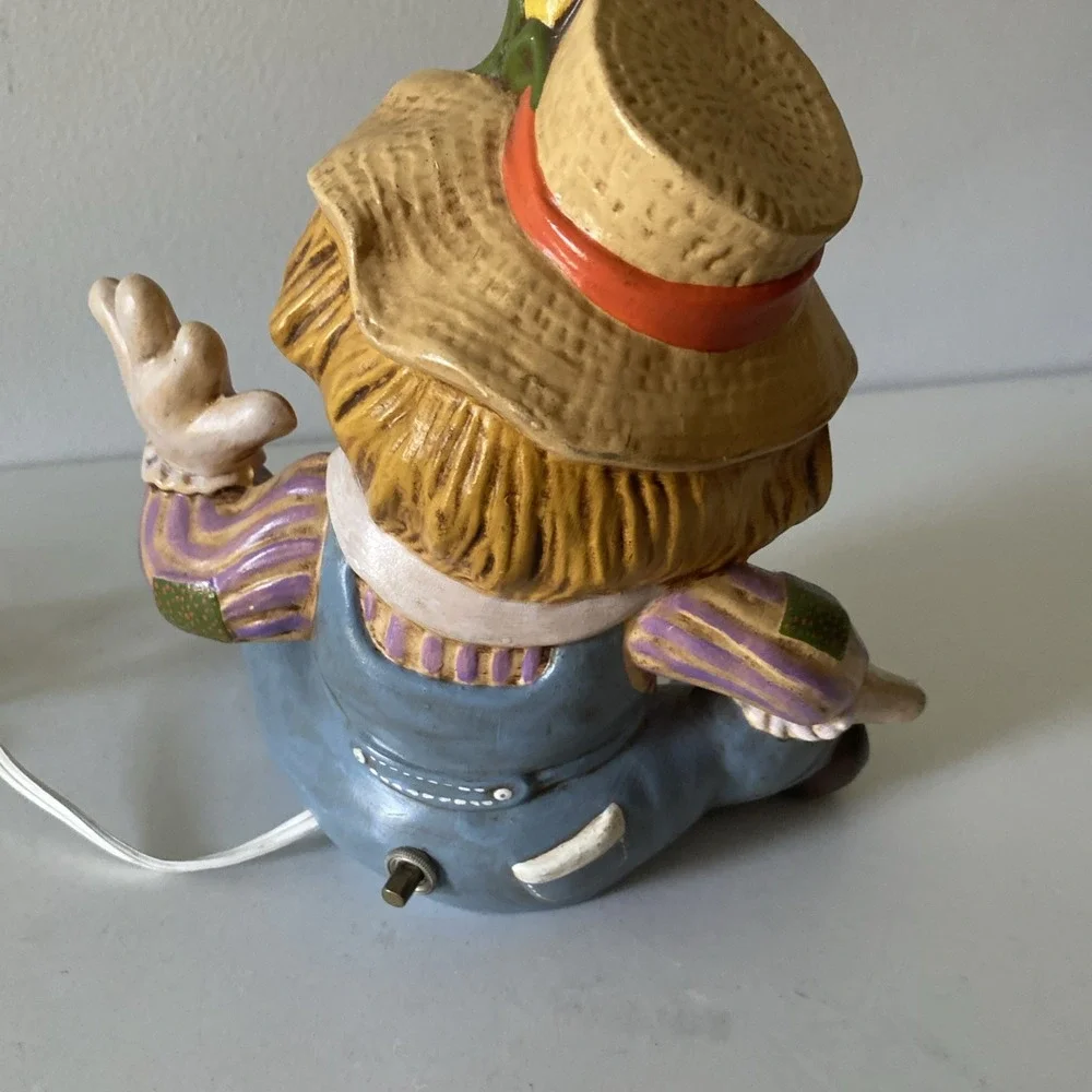 Vintage 1983 Gare Ceramic Halloween Light Up  Pumpkin Scarecrow